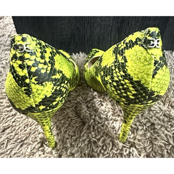Sam Edelman Hazel Snake Skin High Heels Lime Green/Black Size 7.5M - Picture 6 of 12